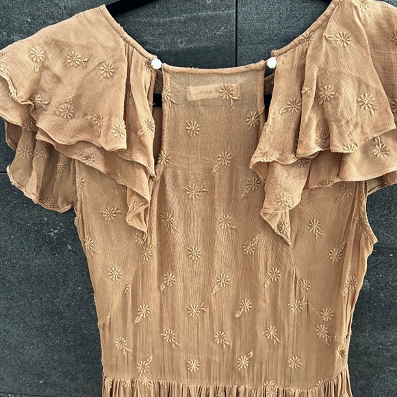 Doen Flora Embroidered Ruffle Maxi Dress Adobe Size XS - Picture 14 of 15